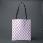 Paarse controle, Checkerboard Patroon, Gecontrolee Tote Bag<br><div class="desc">Gecontroleerd patroon - paars en crèmekleurig wit dambord.</div>