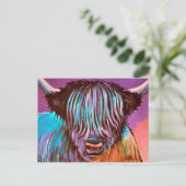 Paarse Coo. Briefkaart (Staand voorkant)