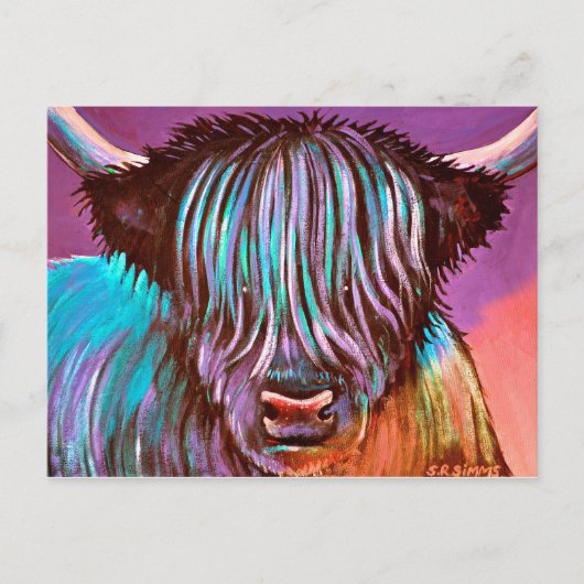 Paarse Coo. Briefkaart (Voorkant)