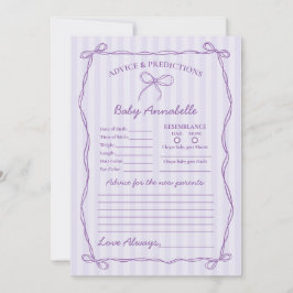 Paarse Coquette Boog Advies voor Baby shower Kaart