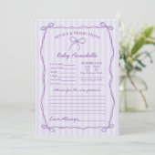 Paarse Coquette Boog Advies voor Baby shower Kaart (Staand voorkant)
