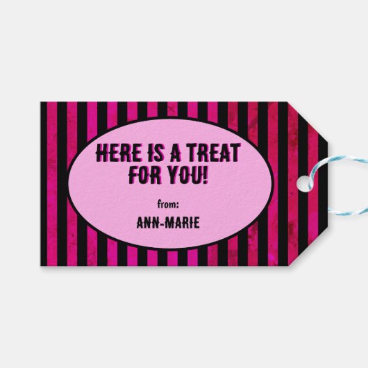 Paarse Coquette boog Halloween Cadeaulabel (Voorkant (Horizontaal))