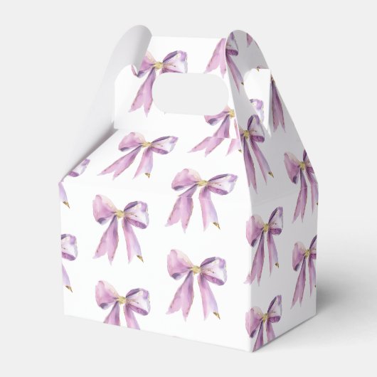 Paarse Coquette Bow Baby shower Bedankdoosjes (Achterkant)