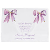 Paarse Coquette Bow Baby shower Groot Cadeauzakje (Achterkant)