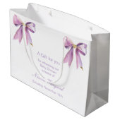 Paarse Coquette Bow Baby shower Groot Cadeauzakje (Achterkant Gekanteld)