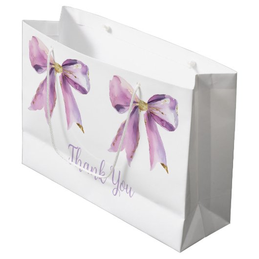 Paarse Coquette Bow Baby shower Groot Cadeauzakje (Voorkant Gekanteld)