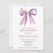 Paarse Coquette Bow Baby shower Kaart (Voorkant)