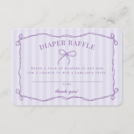 Paarse Coquette Bow Baby shower Luier Raffle Informatiekaartje