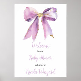 Paarse Coquette Bow Baby shower Poster