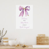 Paarse Coquette Bow Baby shower Poster (Keuken)