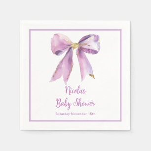 Paarse Coquette Bow Baby shower Servet