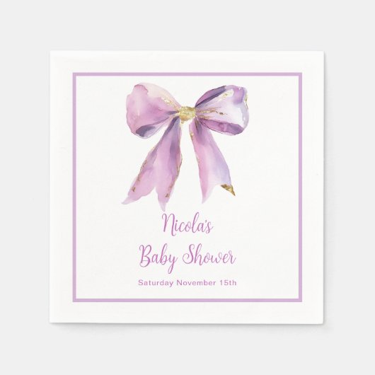 Paarse Coquette Bow Baby shower Servet (Voorkant)