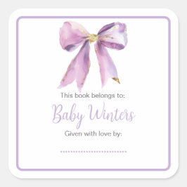 Paarse Coquette Bow Baby shower Vierkante Sticker