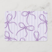 Paarse Coquette Bow Lavendel Baby shower Registry Informatiekaartje (Achterkant)
