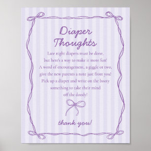 Paarse Coquette Bow Lavendel Luier Gedachten Teken Poster