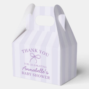 Paarse Coquette Bow Pastel Baby shower Dessert Bedankdoosjes