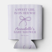 Paarse Coquette Bow Pastel Baby shower Favoriet Blikjeskoeler (Achterkant)