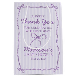Paarse Coquette Bow Pastel Baby shower Favoriet Medium Cadeauzakje
