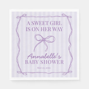Paarse Coquette Bow Pastel Baby shower Tafeldecor Servet