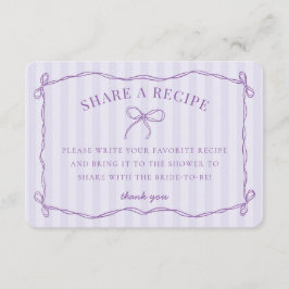 Paarse Coquette Bow Pastel Bridal Deel een Recept Informatiekaartje