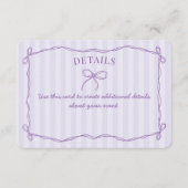 Paarse Coquette Bow Pastel Details Uitnodigen Invo Informatiekaartje (Voorkant)