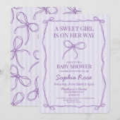 Paarse Coquette Bow Pastel Lavendel Baby shower Kaart (Voorkant / Achterkant)
