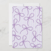 Paarse Coquette Bow Pastel Lavendel Baby shower Kaart (Achterkant)