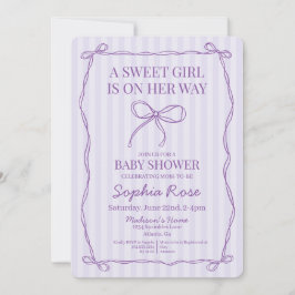 Paarse Coquette Bow Pastel Lavendel Baby shower Kaart