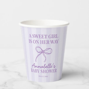 Paarse Coquette Bow Pastel Lavendel Baby shower Papieren Bekers