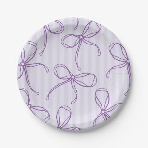 Paarse Coquette Bow Pastel Lavendel Tafeldecor Papieren Bordje