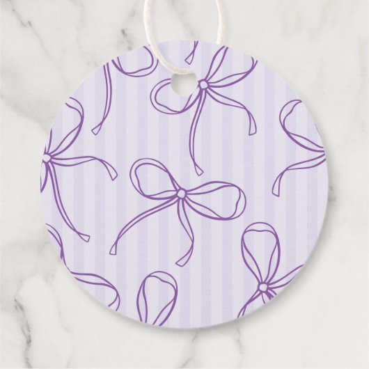 Paarse Coquette Bow Pastel Lavendel Verjaardag Bedankjes Labels (Achterkant)