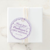 Paarse Coquette Bow Pastel Lavendel Verjaardag Bedankjes Labels (In situ)