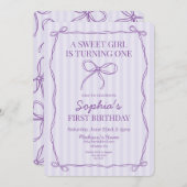 Paarse Coquette Bow Pastel Lavendel Verjaardagsfee Kaart (Voorkant / Achterkant)