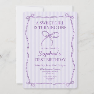 Paarse Coquette Bow Pastel Lavendel Verjaardagsfee Kaart