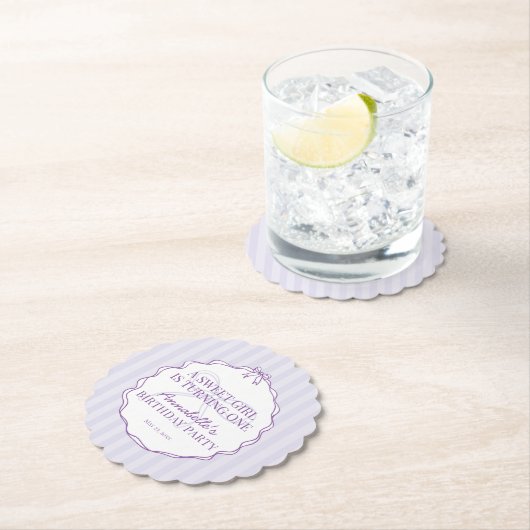 Paarse Coquette Bow Pastel Lavendel Verjaardagsfee Kartonnen Onderzetters (Insitu)