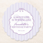 Paarse Coquette Bow Pastel Lavendel Verjaardagsfee Kartonnen Onderzetters (Voorkant)