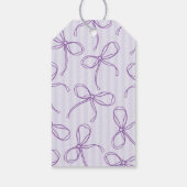 Paarse Coquette Bow Pastel Lavendel Verjaardagsgun Cadeaulabel (Achterkant)