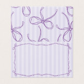 Paarse Coquette Bow Pastel Place Card Tafeldecor Kaart (Buitenkant ongevouwen)