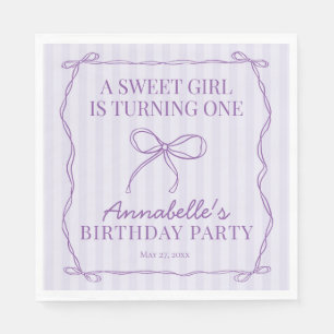 Paarse Coquette Bow Pastel Verjaardag Tafel Decor Servet