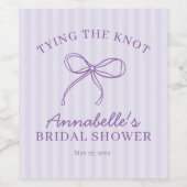 Paarse Coquette Bow Pastel Vrijgezellenfeest Favor Wijn Etiket (Enkel label)