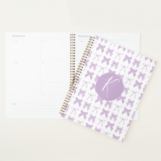 Paarse Coquette Bow Personaliseer Planner (Display)