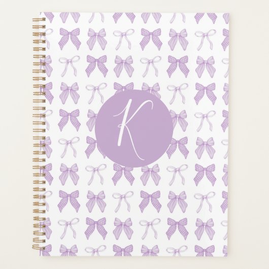 Paarse Coquette Bow Personaliseer Planner (Voorkant)