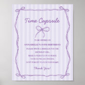 Paarse Coquette Bow Time Capsule Verjaardagsspel Poster (Voorkant)