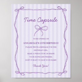 Paarse Coquette Bow Time Capsule Verjaardagsspel Poster