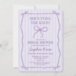 Paarse Coquette Bow Tying the Knot Vrijgezellenfee Kaart