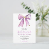 Paarse Coquette Bow Verjaardagsfeest Briefkaart (Staand voorkant)