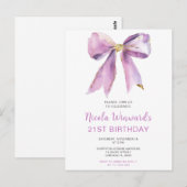 Paarse Coquette Bow Verjaardagsfeest Briefkaart (Voorkant / Achterkant)