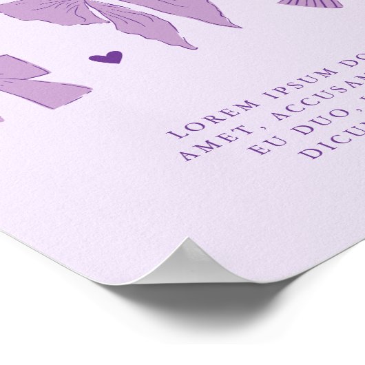 Paarse Coquette Bow Verjaardagsfeest Custom Sign Poster (Hoek)