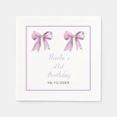 Paarse Coquette Bow Verjaardagsfeest Servet (Voorkant)