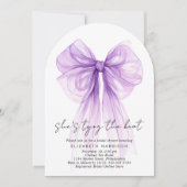 Paarse Coquette Bow Waterverf Arch Vrijgezellenfee Kaart (Voorkant)